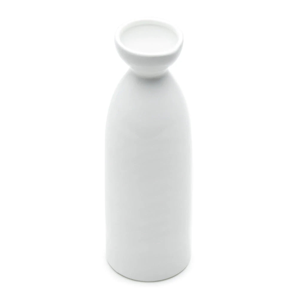 7" Sake Bottle 9oz, White Ceramic